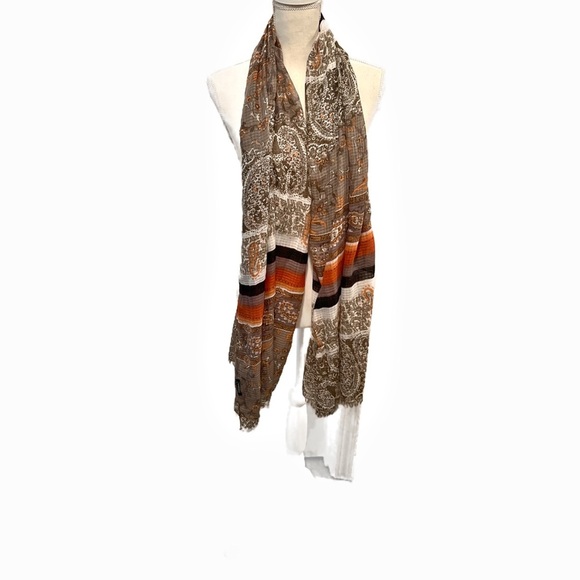 Chic Paisley Scarf in Brown and Orange - Picture 1 of 5